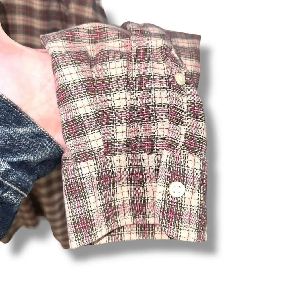 Polo Jeans Co. Ralph Lauren Tan Plaid Oxford Button Up Shirt XL